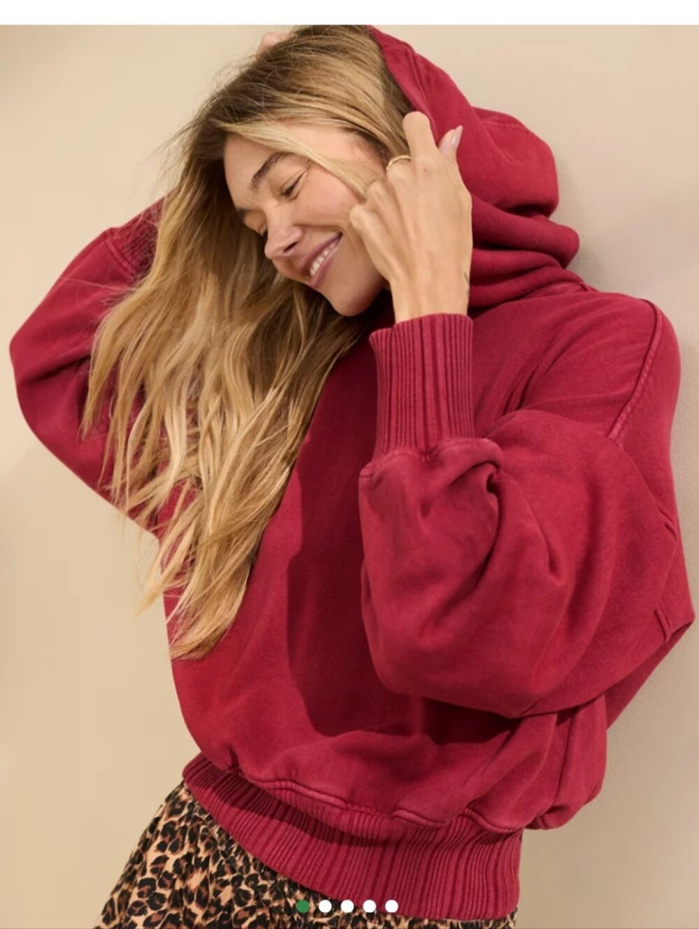 Aerie Cropped Women's Cherry Burgundy Hoodie Size XS